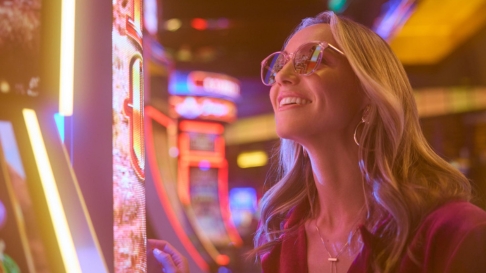Woman at a slot machine