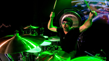 Jason Bonham with green drums